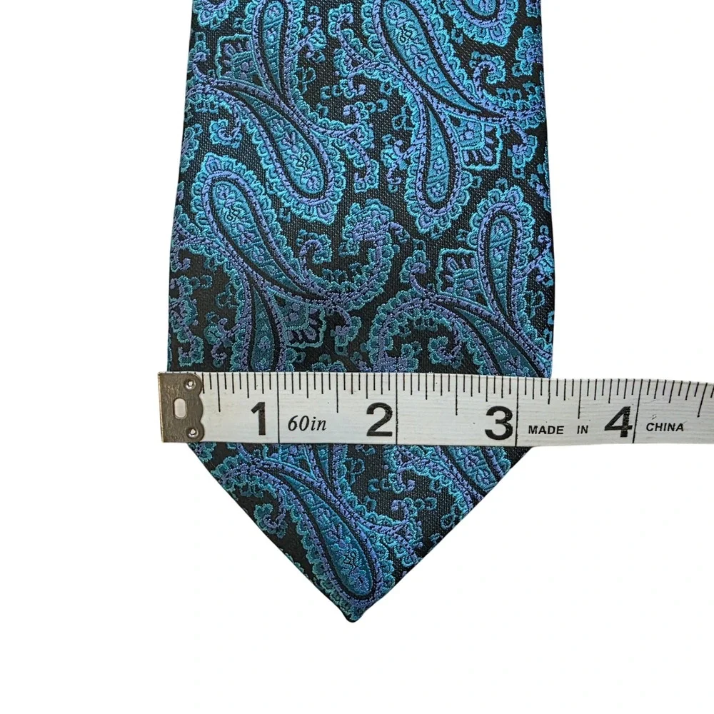 Valerio‎ Garati Paisley Neck Tie Blue Black Paisley Print Formal Mens